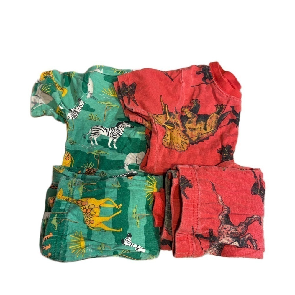 Kids Dinosaur & Animal Print Pajamas Set - Red and Green Sz 6 Boys Bundle Zebra
